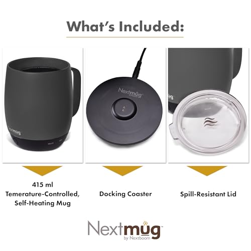 Nextmug - Temperature-Controlled, Self-Heating Coffee Mug (Graphite - 14 oz.)