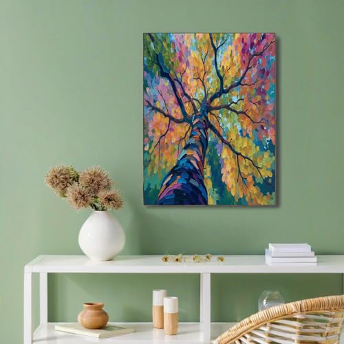 Cuadro de árbol grande colorido para dar vida a paredes vacías con arte moderno de 60x90cm