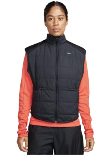 Nike Women's Therma-FIT Swift Women's Reflective Running Vest Loose Fit (US, Alpha, Medium, Regular, Regular, Black)