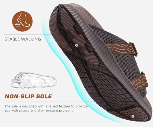 Image of KuaiLu Mens Orthotic Sandals Athletic Thick Cushion Recovery Sport Slides Adjustable Strap Open Toe Walking Sandles With Comfortable Plantar Fasciitis Arch Support