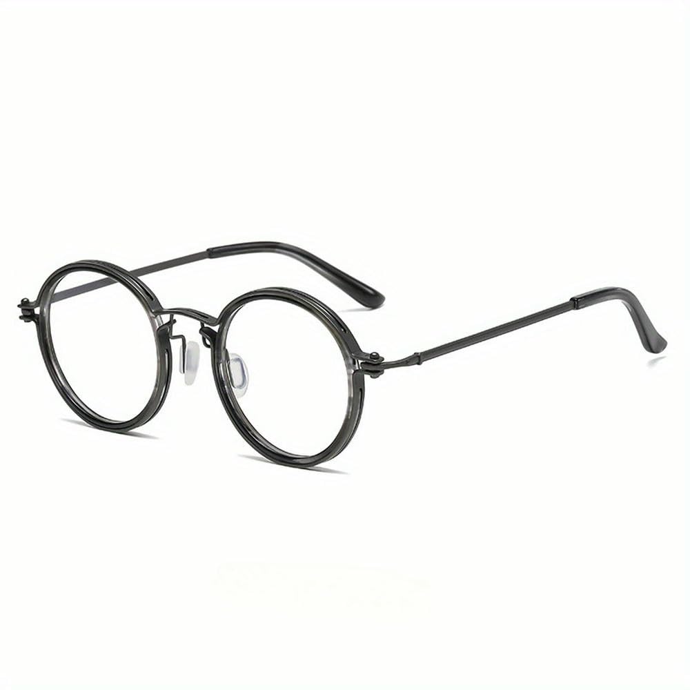 ZBDZSW okulary retro modne oprawki męskie i damskie okrągłe pudełko punk wiatr metal anty-niebieski płaskie lustro