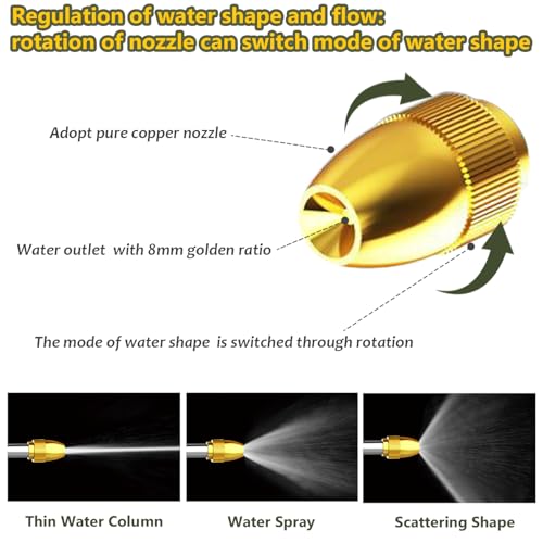 Heavy Duty Garden Hose Nozzle Sprayer - 100% Metal High Pressure Water Gun with Adjustable Spray Modes, Brass Tip & Quick Connectors, Non-Slip Grip for Watering Plants, Lawn, Car Wash & Patio Cleaning by BEUED - Used condition - Image 5