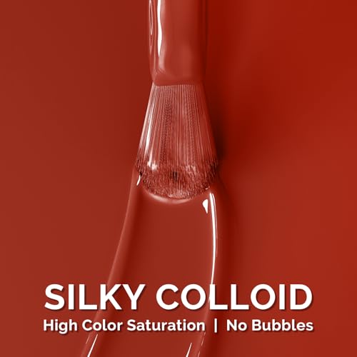 Image of MelodySusie Rust Red Gel Nail Polish,0.5fl oz Nails Soak Off UV LED Red Brown Gel Polish Gift for Women Nail Art Manicure Salon DIY Nail Design Decoration at Home-1745