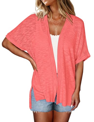Image of Halife Womens Summer Lightweight Cardigan Short Sleeve Open Front Casual Loose Cover Ups