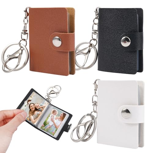 3 Stück Foto Album mit Schlüsselanhänger,Mini Fotobuch Anhänger,Mini Tragbares Fotoalbum,Personalized Kleines Taschen Fotoalbum,mit 10 Taschen Kartenhalter,für Erinnerungen(Weiß,Schwarz,Braun) 3 Stück Foto Album mit Schlüsselanhänger,Mini Fotobuch Anhänger,Mini Tragbares Fotoalbum,Personalized Kleines Taschen Fotoalbum,mit 10 Taschen Kartenhalter,für Erinnerungen(Weiß,Schwarz,Braun)