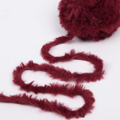 Image of NICEEC 6 Skeins Soft Faux Fur Yarn 210yds /10.6oz- S68#Dark Red | Crochet & Knit, DIY Project Starter Kit,Handbag,Sun Hat,Shoes, Shopper Bag