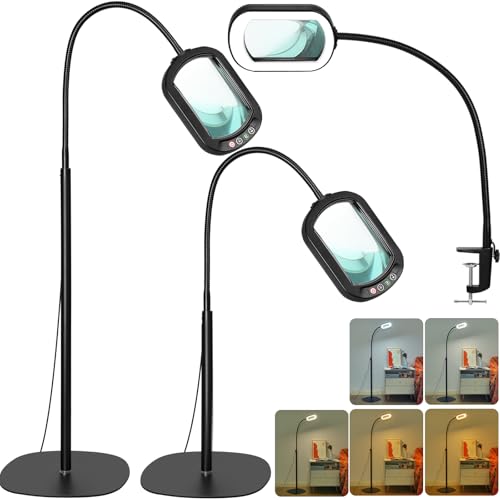 Drdefi 15X Rectangular Real Glass Magnifying Glass with Light and Stand, 24' Flexible Gooseneck...