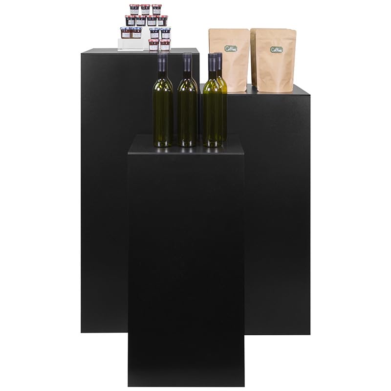 Image of shopPOPdisplays 3 Pcs Pedestal Stand Set - Black Expanded PVC - Lightweight, Space Saving, Compact Storage - Plinth Pillar for Party, Events, Retail, and Exhibits - 50lb. Capacity (Large Set)