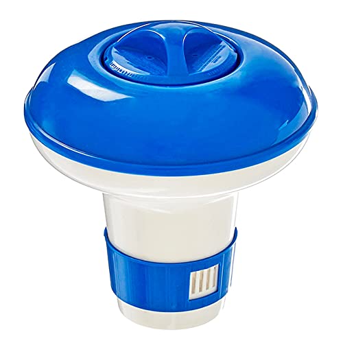Dispensador de Cloro Flotante, Azul y Blanco, dispensador químico Regulable, Dispositivo de dosificación para Piscina, Parque acuático, Jacuzzi, SPA