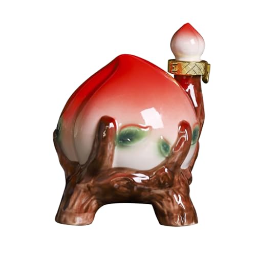 Decantador De Cerámica Jingdezhen, Botella De Whisky con Forma De Melocotón, Dispensador De Vino De Porcelana con Tapón De Sellado, Decoración De Bar De Estilo Moderno (500ml)