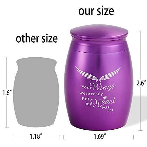 Image of Small Purple Keepsake Urns for Human Ashes Adult Male or Female | 2.7 inch Mini Metal Cremation Urn for Human or Pet Ashes-Small Memorial Token Urn - A Perfect Tribute & Gift for Families