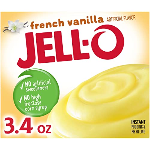 Image of Jell-O Instant Pudding & Pie Filling Mix, French Vanilla Flavor, Smooth & Creamy Dessert for Baking, Pies, Parfaits & No-Bake Recipes, 3.4 oz (Pack of 24)