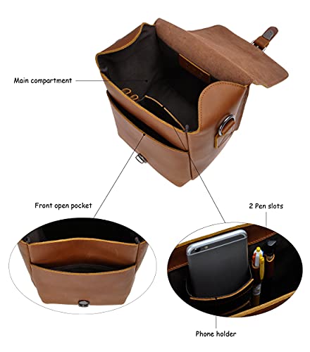 Zlyc Small Leather Camera Bag Vintage Dslr Bag Removable Shockproof Padded Camera Case Unisex Messenger Shoulder Bag Satchel, Brown #TOP5