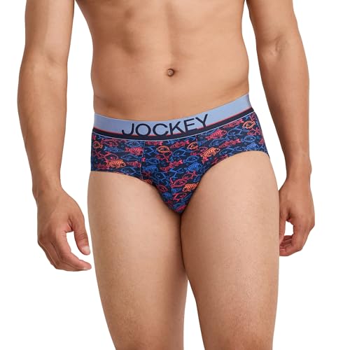 Jockey Men's Underwear True Style Brief - 3 Pack, Something Fishy/Malibu Red/Ocean Coral, M2