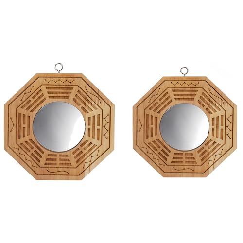 2 Pcs 4 Inch Obsidian Wall-Mounted Mirrors - Feng Shui...