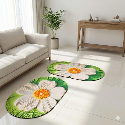 Image of Soft sillicon Super Absorbent Door Mats, 40x60cm Anti Skid Quick Drying & Water Absorbent Multi Design Bathroom Carpets Bathroom Entrance Door Mats (Pack of 2) (3D Beautiful Flowers)