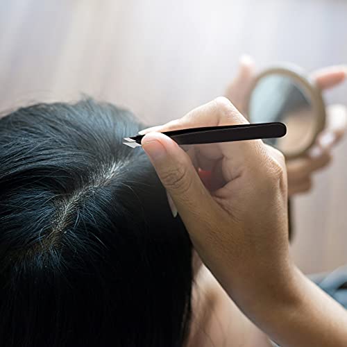 3 Pieces Eyebrow Tweezers Stainless Steel Pointed Tip Slant Tweezers Pointed Hair Removal Tweezers Precision Tweezers Splinter Plucking And Ingrown Hair Removal For Facial Hair (Black) #TOP6