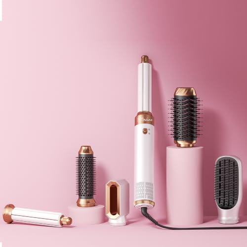 Image of Atopskins 6-in-1 Blow Dryer Brush, Hot Air Styler with Auto-Wrap Curlers