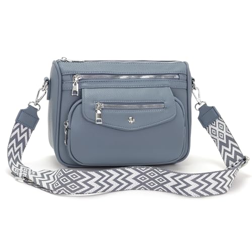 YISUOHOOM Borsa Donna Tracolla Piccola Borsa Marsupio Borsetta Donna Elegante Azzurro Con 5 tasche e 7 scomparti