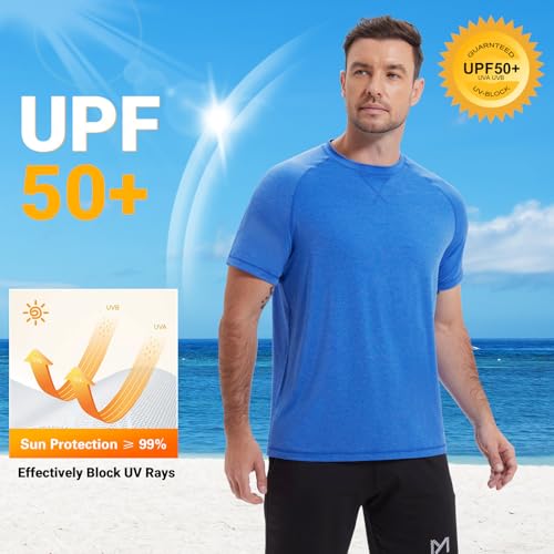Image of Mens Swim Shirts UPF 50+ Sun Shirts Rash Guard Quick-Dry Fishing T-Shirts