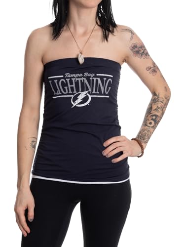 Calhoun NHL Womens Lines Distressed Print Tube Top (Tampa Bay Lightning, Large)