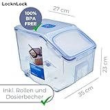 LocknLock PP Classic Küchen Caddy mit Klappdeckel | inkl. Dosierbecher | 12L | 35 x 23 x 27 cm | Vorratsbehälter Schüttdose | Halb luftdichte Aufbewahrungsbox für Lebensmittel