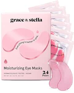 grace &amp; stella Award Winning Under Eye Mask - Birthday Gifts For Women - Bridesmaid Gifts - Reduce Dark Circles, Puffy Eyes, Undereye Bags, Wrinkles - Under Eye Patches - Vegan (24 Pairs, Pink)