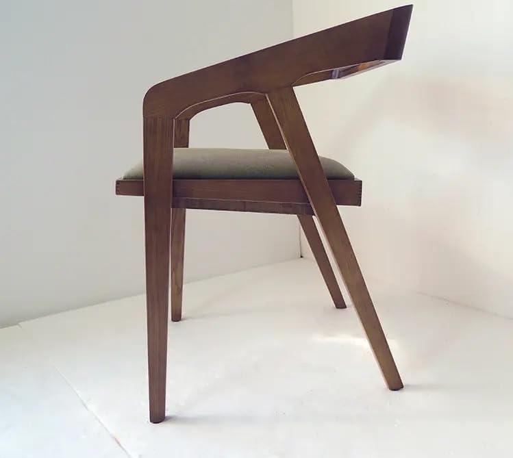 Image of Genuine Decor Solid Sheesham Arm Kursi Modern Furniture Off Games Wooden High Chair Pu Leather Chair Cushion For Kitchen | Living Room | Office | Cafe (Natural Brown), 54 cm, 74 cm