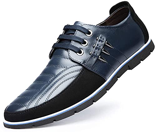 Elegante Scarpe Stringate Basse Uomo Mocassini Eleganti Oxford Casual Classiche Slip on Comode Lacci Loafer（Blu,43 EU