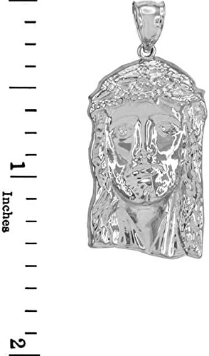 Claddagh .925 Sterling Silver Large 1.5 Inch Jesus Piece Pendant for Men with Crown of Thorns - Image 3
