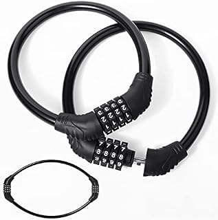 2 Piece Cable Bike Lock,Portable Lock with 4 Digit Combination for Skateboard, Tricycles, Scooters, Motorcycles