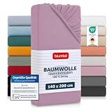 Blumtal® Baumwolle Spannbettlaken 140x200cm Basics Jersey   Bettbezug 140x200cm   Oeko TEX zertifiziertes Spannbetttuch   Bettbezug   Leintuch   Dusty Orchid