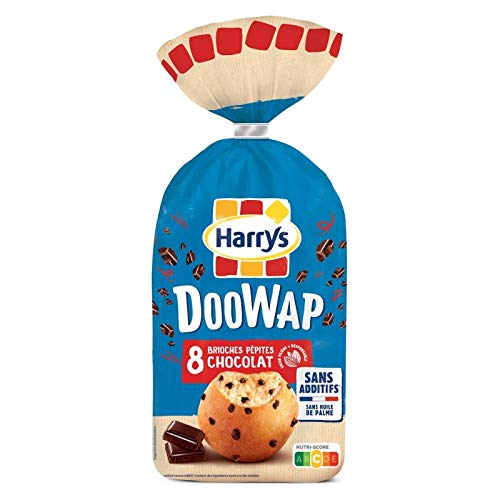 HARRYS - Doowap Brioches Pépites de Chocolat - 8 pièces de 320g - Brioches Artisanales Françaises - Sans Additifs ni Conservateurs - Idéales pour le - Lot De 4 - Vendu Par Lot