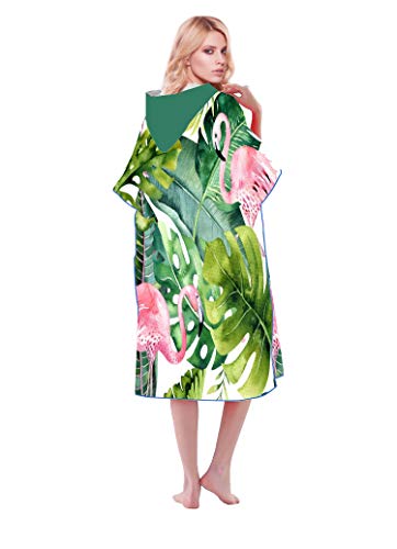 Colorful Star Wearable Microfiber Beach Towel Hooded Poncho for Women & Men Quick-Dry Wetsuit Changing Robe for Surfing Swim Outdoor Sports 35