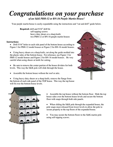 S&K Dual Purple Martin Houses, Expandable Option, 24 Rooms #TOP2