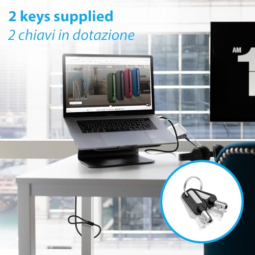 Cable Technologies Cable de seguridad Nano de acero antirrobo, 180 cm, para portátil, ranura de seguridad Kensington Nanosaver, cierre con llave, 2 llaves, bloqueo de protección Nano Saver, - imagen 5