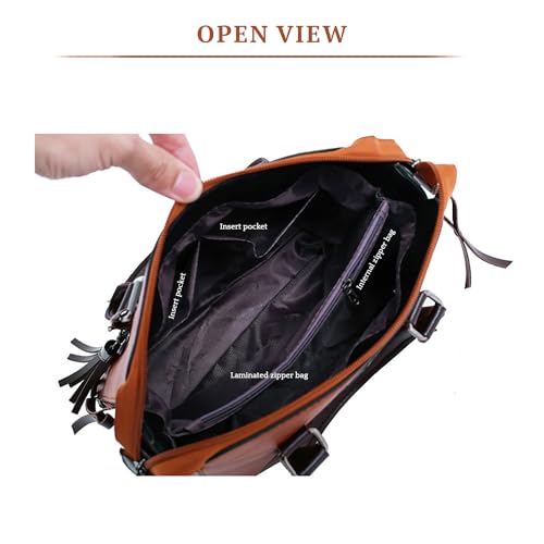 Image of SYGA Pack Of 4 Women Handbag Set,Pu Leather Handbag With Crossbody Bag, Clutch Bag And Credit Card Holder Tote Bag