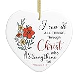 Christian Gifts for Women, Christian Christmas Ornaments, Ceramic Ornament Keepsake Sign Heart Plaque Religious Gifts for Women Men, Religious Christmas Ornaments for Christmas Tree