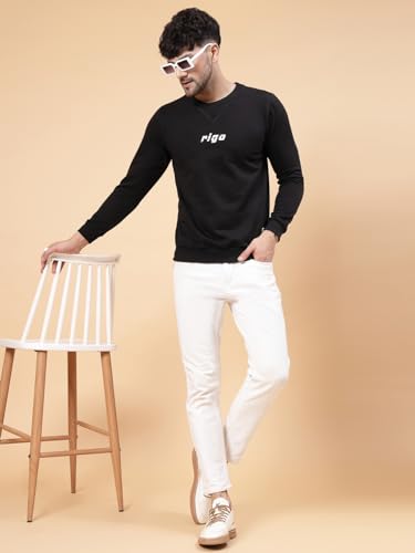 Image of Rigo Fleece Printed Round Neck Sweatshirt for Men | Full Sleeves Sweatshirt for Men | Casual Wear & Stylish Sweatshirts for Men