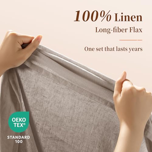 Image of 100% Pure Linen Sheet Set for Hot Sleepers, Breathable Natural Linen Sheets 4pcs, Bedding Set Deep Pocket Up to 16 inch Moisture-Wicking, Softens with Every Wash (Linen King)