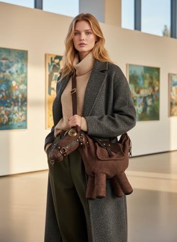 Bolso transversal con forma de caballo, estilo vaquero occidental, con correa ajustable, marrón y retro estilo rancho miniatura 6
