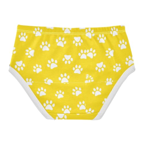 Toddler Girls Underwear 2t Cotton Panties Little Girl Florals Briefs Kids Undies Dog Paw Prints Bright Yellow2