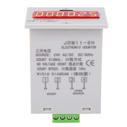 Image of 6 Digits Electronic Counter, Counting Range LED Digital Display Counter Relay Non Voltage Counter for Various Input Counts Magnetic Switch (AC /DC24V)