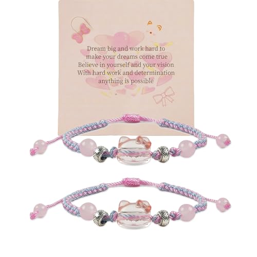 Cute Kitty Bracelet Kawaii Bracelets Set Crystal Beads Cute Cartoon Elastic Beaded Pearl Bracelets Crystal Beads Anime Relationship Matching Bracelet for Best friend