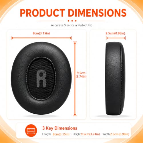 Image of Mizi Replacement Ear Pads Compatible with JBL Tune 700BT, 710BT, 720BT, 750BTNC, 760NC & 770NC Wireless Over-Ear Headphones, Soft Protein Leather Ear Cushions with High-Density Memory Foam, Black