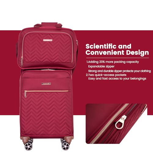 Image of Travelhouse 4-Piece Softside Luggage Set with Spinner Wheels | Lightweight expandable suitcases: 16 inch underseat duffel bag + 20 inch carry-on + 24 inch + 28 inch checked