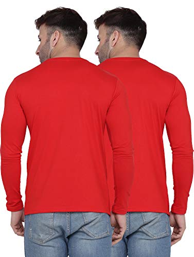 Image of Self Design Men Full Sleeve Round Neck Multicolor T-Shirt (Pack of 2)