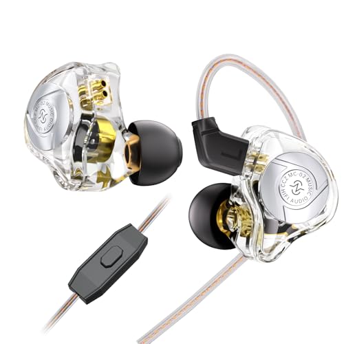 keephifi CCZ MC02 Gaming Earbuds In Ear Monitors Noise Cancelling Wired Earphones 3.5mm Jack Deep Bass Gaming IEMs with Mic DJ Headphones 10mm Dual Magnetic DD for Musicians