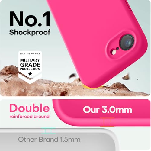 Image of LOVE 3000 Designed for iPhone 16e /17e Case, Premium Silicone with [Soft Anti-Scratch Microfiber Lining] Shockproof Protective Phone Case for Men Women Girls 6.1 inch, Hot Pink