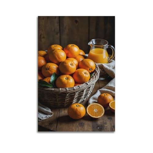 Poster mural panier de fruits et jus frais ZHOUKEG 60x90 cm pour cuisine